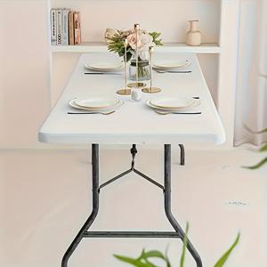 TEMU 1개 슬리키 섬유 원단 고탄성 테이블보 - 160g 폴리에스터, 세탁기 사용 가능, 4ft/6ft 직사각형 테이블용, 야외 피크닉, 바비큐, 파티, 정원 행사, 플로우 테이블 커버, 신축성 테이블보