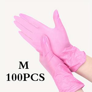TEMU 100개 보라색과 분홍색 일회용 니트릴 장갑, 방수 기능, 라텍스 프리, 가정 청소, 설거지, 애완동물 목욕 등에 적합한 양손용