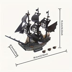 TEMU 성인용 3D 조각 퍼즐 블랙 해적선 모델 키트, 보트 어셈블리 키트 가족 퍼즐, 데스크 장식 선물, 남녀 공용