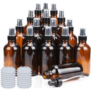 TEMU 6/16개 50ml/1.7oz 앰버 유리 스프레이 병. 작은 미세 미스트 스프레이, 금속 캡, 에센셜 오일, 여행, 청소, 향수, AromaRelax용 리필 가능