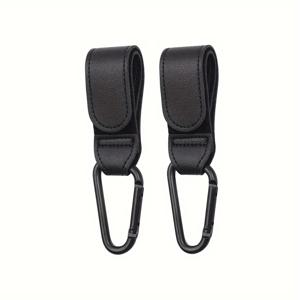 TEMU 2개 PU 가죽 유모차 후크, 유모차, 배낭, 전동 스쿠터용 걸이 액세서리 - 내구성 있고 설치가 쉬움, 유모차 액세서리