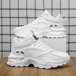 TEMU 남성용 캐주얼 스니커즈, 단색, 통기성 있는 메쉬 상단 및 내부, EVA 밑창, 천 인솔, 둥근 발가락, 레이스업 클로저, 스포츠 스타일, 올 시즌 편안한 신발