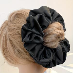 TEMU 솔리드 컬러 새틴 헤어 타이 높은 탄성 대장 헤어 링 여성을위한 대형 우아한 헤어 Scrunchie