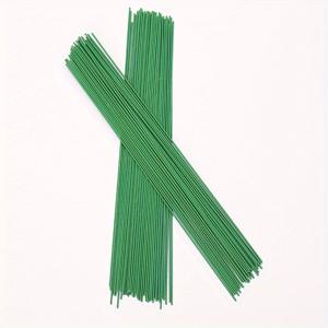 TEMU DIY 공예용 스테인리스 스틸 그린 플로랄 와이어 랩 로드 30/60/100개 세트 - 내구성 있는 금속 꽃줄기, 결혼식 부케 및 홈 데코용, 장미, 잎사귀, 가지에 적합한 자연스러운 외관의 메탈릭 마감
