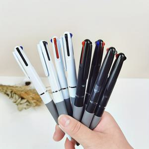 TEMU 푸시형 3색 볼펜 6개, 검정과 흰색 각각 3개, 학습용 사무용 펜, 0.7mm 총알팁, 빨강, 검정, 파랑 세 가지 색상