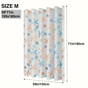 TEMU 1pc 경량 PEVA 플라스틱 샤워 커튼, 바다 별어미 패턴, 금속 그롬메트로 쉽게 걸 수 있는, 집, 호텔, 기숙사, 아파트, 등 모든 곳에 적합한 모든 계절 욕실 장식 및 욕조 액세서리, 욕실 커튼|샤워커튼