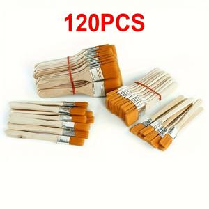 TEMU 120pcs 페인트 브러시 세트 평면 브러시 페인트 브러시 바베큐 브러시 페인팅 나일론 로우 브러시 페인트 브러시 코너 브러시 글레이즈 세트