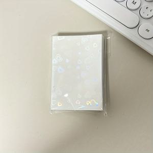 TEMU 50개 빅 러브 61x91mm 레이저 하트 슬리브 - 사진, 신분증 등을 위한 홀로그래픽 카드 보호 커버 (파스텔 블루, 퍼플, 핑크, 화이트), 반사 소재의 파스텔 컬러 슬리브