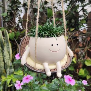 TEMU 1개, 다육식물 화분 걸이식 화분 작은 걸이 의자 창의적인 가정 정원 화분 실내 현대적인 장식용 화분 식물 모두에게 배수 구멍과 트레이가 있는 화분 식물, 다육식물, 꽃 및 선인장을 위한 것