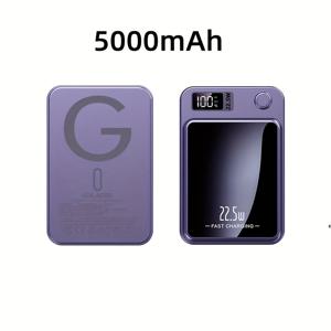 TEMU 새로운 패턴5000/10000밀리암페어 자기 흡수 무선 충전 뱅크 22.5W/PD20W, 애플 15프로/14맥스/13/12 폰에 적합(USB/타입-C), 야외 여행 비상 백업 모바일 전원 공급을 위한 LED 전력 디스플레이가 있는 휴대용 충전기|보조배터리|C타입충전기|보조배터리20000