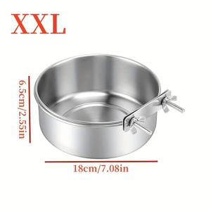 TEMU 1pc 개 사료 그릇 물 그릇 케이지용, 클램프 홀더가있는 스테인레스 스틸 논스필 행거 개 그릇, 목 보호용 애완 동물 크레이트 피더 베이신