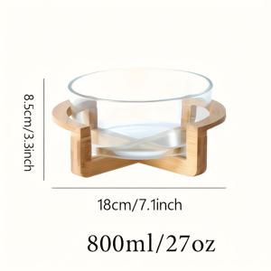 TEMU 1pc, 대나무 베이스가 있는 유리 과일 접시, 거실 스낵 접시, 홈 과일 그릇, 샐러드 그릇, 카페테리아 뷔페 그릇