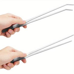 TEMU 2PCS 긴 수족관 족집게 똑바로 굽은 족집게, 스테인리스 강 파충류 먹이 집게, 테라리움 아쿠아스케이프 도구 도마뱀 먹이통, 수염 도마뱀 뱀 탱크 액세서리