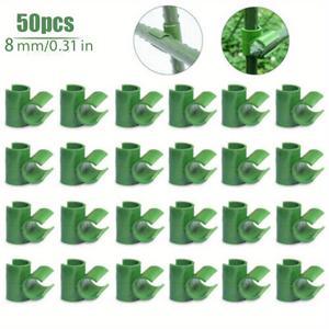TEMU PUKAMAM 식물 지지 트렐리스 커넥터 50개 세트 - 8mm 플라스틱 크로스 버클 등반 기둥 액세서리, 정원 프레임 로드 접목용 고강도 내구성 링크 스태트 포함, 녹색 식물 트렐리스 시스템, 등반식물용 트렐리스