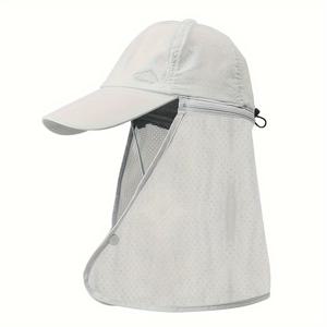 TEMU 1pc 광범위한 브림 선 핏 - 통기성, 경량 나일론 야외 모자, 조절 가능한 드로스트링 목 커버, 해변, 하이킹 및 캐주얼 웨어용 단색, 하이킹 기어, 안전한 핏 디자인