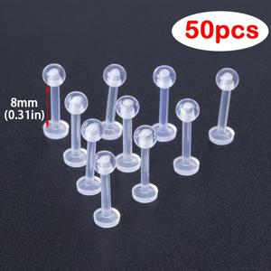 TEMU 10-50개의 투명 아크릴 입술 링 피어싱, 심플한 스타일, 유연한 바디, 6/8/10/12mm, 코팅되지 않은, 세팅 없음, 남성 바디 피어싱 주얼리, 귀 연골 트라구스 헬릭스 리테이너 귀걸이|피어싱
