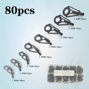 TEMU 50/80pcs 낚싯대 가이드 팁 수리 키트, 혼합 크기 막대 팁 교체 세트, 낚시 액세서리