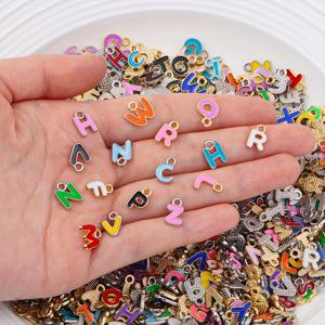 TEMU 100개 아연 합금 에나멜 알파벳 장신구 - A-Z 미니 문자 이니셜 펜던트 DIY 쥬얼리 만들기, 팔찌 & 목걸이 선물 - 골드색
