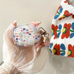 TEMU 애플 에어팟 1/2 & 프로용 플로럴 패턴 TPU 이어패드 케이스 커버, 에어팟 3세대용 투명 소프트 셸 보호 케이스