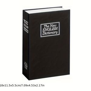 TEMU 비밀번호 잠금 장치가 있는 안전 보관함 - 책, 돈 및 귀중품을 안전하게 보관하는 금속 잠금 상자, 검은색 PVC 보안 상자, 금색 열쇠 구멍, 9.5x6.2x2.2 인치 (24x15.5x5.5cm), 다양한 크기가 있습니다. 귀중품 보호 | 장식용 안전 상자 | 내구성 있는 보안 상자