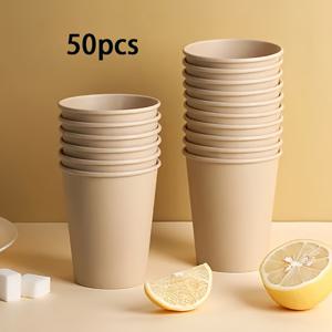TEMU 50개, 식당용 브라운 종이 컵 - 차가운 음료와 뜨거운 음료용 일회용 컵 - 파티, 이벤트, 소규모 비즈니스용으로 완벽 - 내구성이 뛰어난 식기류 공급물 차, 가정용 및 상업용 음료 컵, 여행, 캠핑, 파티 용품|캠핑용품