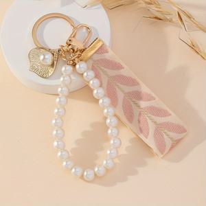 TEMU 리본과 아크릴 바다 숫자 참이 달린 [인기 선택] DIY 진주 키체인, 여성용 차량 펜던트 액세서리 생일 장식용|키링