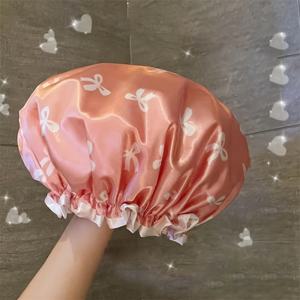 TEMU 두꺼운 샤워 캡, 리본 디자인, 탄성 밴드, 성인용, 가정용 및 주방 흡연 보호에 적합