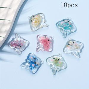 TEMU 10개 세트로 구성된 DIY 보석 제작용 아크릴 해파리 매력 펜던트, 야간에 빛나는 목걸이, 귀걸이, 키링 제작 - 10개 포장|링귀걸이