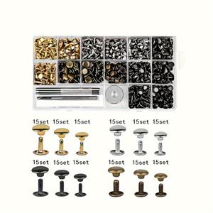 TEMU 360/180pcs 가죽 리벳 세트 구멍 펀치 도구 6/8mm 더블 캡 라운드 리벳 가죽 크래프트 신발 가방 벨트 의류 팔찌 장식 DIY 수리 도구