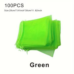 TEMU 100개/세트, 과일용 메쉬 백, 곤충 및 새 방지, 해충, 새, 다람쥐로부터 식물 보호, 끈 달림, 재사용 가능, 다양한 크기 제공, 토마토, 가지, 포도, 딸기, 배 등에 적합.