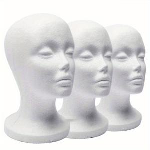 TEMU 3팩 풀사이즈 일회용 메이크업 헤드 모델, 가발 연습용 컬러 페인트 매니큐어, 무향, 미용 및 개인 관리용 화장품 도구.