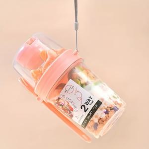 TEMU 과일, 채소, 그리고 샐러드를 담을 수 있는 2층 구조의 샐러드 컵과 포크, 손잡이가 있는 휴대용 런치 박스 - 피트니스, 여행, 소풍, 체육관, 바비큐에 적합 - BPA 프리 플라스틱
