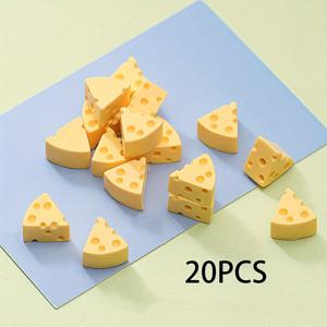 TEMU 12개/20개 노란 치즈 모양 크리미 접착제 DIY 모바일 폰 케이스 헤어핀 액세서리 레진 소재 패치