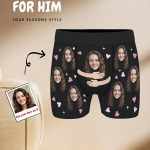 TEMU DIY 맞춤형 속옷, 남성용 속옷, 초상화 사진 맞춤형 속옷, 선물, 재미있는 속옷 큰 머리 사진, 머리 초상화, 장난 얼굴 교체, 얇고 통기성 좋은, 빠른 건조, 편안한 원단, 친구/연인/파트너에게 보내는 발렌타인데이/휴일 선물