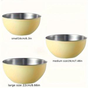 TEMU 3pcs 스테인레스 스틸 샐러드 볼, 주방 크림 스타일 용품, 대형 볼, 베이킹 바인, 계란 뚝, 크림 휘핑 바인