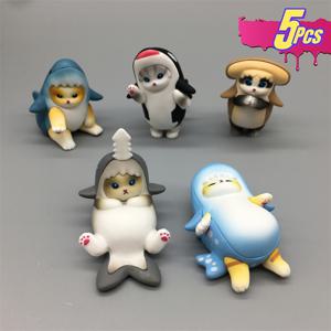 TEMU 5개의 상어 고양이 피규어 세트 - PVC 캡슐 장난감, 자동차 대시보드 장식, 독특한 크리스마스 장식 및 모든 경우에 적합한 선물 - 배터리 불필요