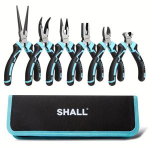 TEMU SHALL 미니 플라이어 세트, 6pcs 소형 플라이어 도구 (바늘코, 긴코, 굽은코, 대각선 포함) - 공예, 전자 수리 및 주얼리 제작용 파우치 포함
