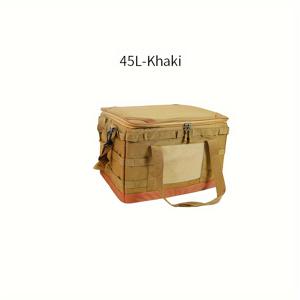 TEMU 캠프스토리 45L 대용량 전술 캠핑 보관 가방 - 다중 구획이 있는 휴대용 야외 조리기구 정리함, 베이지 & 탄색 디자인, 캠핑 및 피크닉, 하이킹용 아웃도어 스토리지 솔루션 | 휴대용 보관 가방 | 혼합 색상 디자인, 캠핑 액세서리