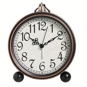 TEMU 1개 유럽식 메탈 레트로 알람 시계, 창의적인 대형 디지털 시계, 심플하고 조용한 포인터 시계; 집/침실/레트로 장식에 적합; 홈 , 휴일 선물 (배터리 제외)