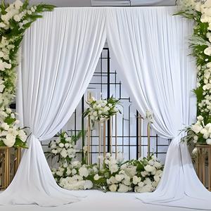 TEMU 우아한 화이트 새틴 배경 9.9ft x 3.35ft - 결혼식, 파티, 사진 촬영, 특별한 날에 완벽, 비투명, 파티 무대 장식, 브라이덜 샤워, 졸업식, 기념일용