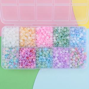 TEMU 1000개 생동감 있는 유리 비즈 세트, 4mm, 아이스 마감 - 10가지 색상의 DIY 주얼리 만들기 키트, 팔찌 & 목걸이용 반투명 공예 비즈, 주얼리 만들기 용품