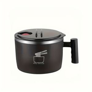 TEMU 1pc 휴대용 라면 그릇, 뚜껑과 손잡이가 있는 대용량 플라스틱 둥근 국/면/샐러드 그릇, 수동, 수세미로 세척, 전기 필요 없음, 하이킹 및 피크닉에 이상적, 학교로 돌아가기 위한 벤토 박스, 점심 상자