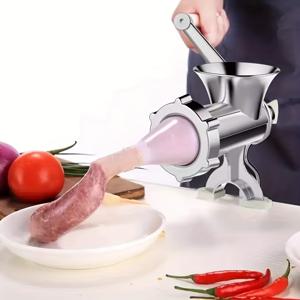 TEMU 수동 소시지 필러, 가정용 고기 분쇄기, 다기능 찰밥 및 칠리 기계, 마늘 소스와 딥핑 소스를 위한 소시지 채우기 기계, 알루미늄 합금 핸드 크랭크 칠리 파울버라이저, 베이킹 소시지를 위한 소시지 충전기
