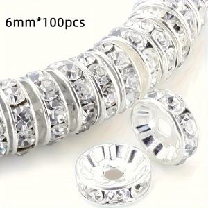 TEMU 100개 라운드 인터벌 비즈, 6/8mm(0.23/0.31인치) DIY 완성 재료 패키지, 느슨한 비즈 팔찌 스페이서 비즈, 보석 만들기