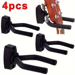 TEMU 4pcs 기타 벽걸이 걸이, 기타 걸이 벽걸이 홀더 스탠드 디스플레이 블랙 스크루 포함, 설치가 쉬움 모든 크기 기타, 베이스, 만돌린, 반조, 우쿨렐레에 적합