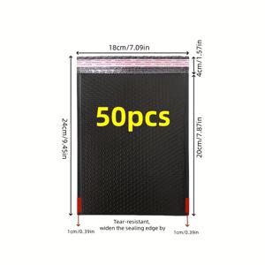 TEMU 50개 블랙 폴리에틸렌 버블 가방, 수영복, 보석, 화장품, 카드, 책, 의류, 우편 배송, 로지스틱 운송용 방수