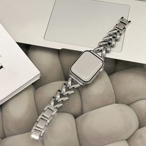 TEMU 1개 헤링본 디자인 주얼리 메탈 팔찌 시계 스트랩, Apple Watch 38mm 40mm 41mm 49mm 45mm 44mm 여성용 iWatch 적용 시리즈 Ultra SE 9/8/76/5/4/3/2/1에 적합