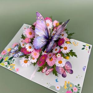 TEMU 1개 SwammCard 생동감 넘치는 3D 팝업 축하 카드, 컬러풀 나비 & 데이지 - 생일, 선생님 감사, 추수감사절, 기념일, 결혼식 & 어머니날에 완벽 - 모두를 위한 독특하고 기억에 남는 축하 도구