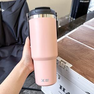 TEMU 대용량, 누수 방지 및 얼룩 방지 기능이 있는 사무실, 야외 활동 및 캠핑용 스테인리스 스틸 보온 텀블러와 빨대|텀블러