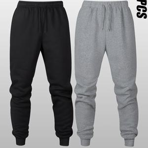 TEMU 남성용 플리스 스웨트팬츠 세트, 캐주얼 조거 팬츠 긴 바지 2피스 봄 가을 겨울용